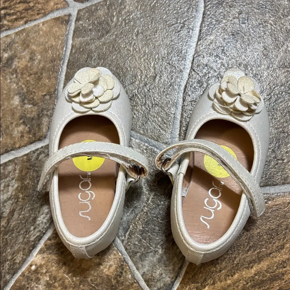 Sugar Kids Beige Floral Mary Jane Shoes